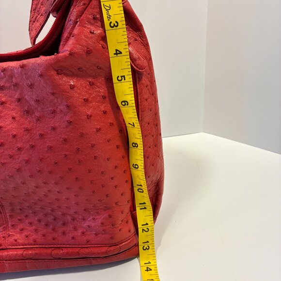 Red Ostrich Leather Handbag – Made in South Africa – Elegant Top-Handle Shoulder - Picture 10 of 11